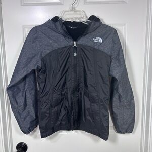 The North Face Warm Storm Waterproof Full Zip Jacket Girls L Black Gray